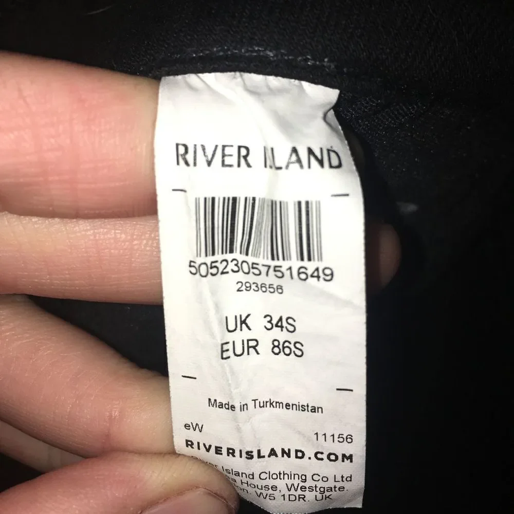 River Island 34x30 straight leg black jeans